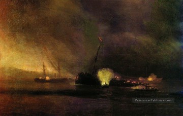 explosion du navire à vapeur à trois mâts en sulinIvan Aivazovsky Peinture à l'huile